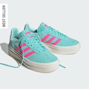 Adidas Gazelle Bold Mint Green Blue Pink White Sneakers Shoes 10 8.5